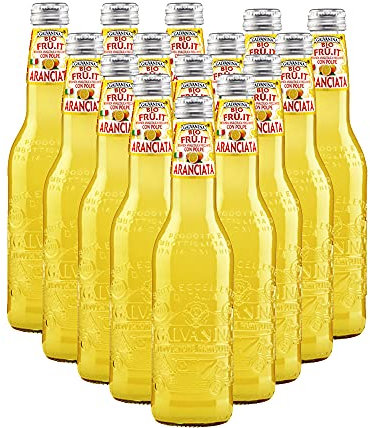 Aranciata Bio | Galvanina | 12 Bottiglie in Vetro Scolpito | 355 Ml | Eccellenza Italiana | Soft Drink | Bibite Biologiche | Ingredienti per Cocktail