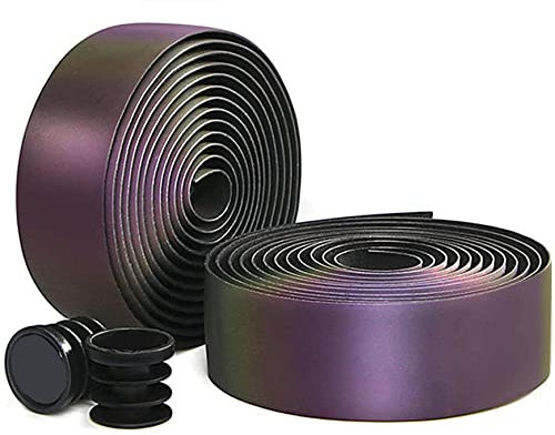 Bumlon Nastri da manubrio per bici da strada, in EVA, antiscivolo, riflettenti, ultraleggeri, per mountain bike, con tappi per estremità della barra, comodi, morbidi, resistenti, colore: viola