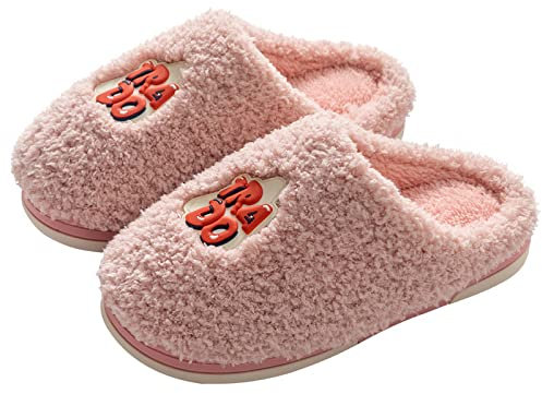 XIEHC Calde Leggere Morbide Comode e Antiscivolo, Suola Spessa Calda e Morbida, Pantofole in Cotone per Interni Antiscivolo, Rosa, 37-38,Pantofole Invernali da Casa