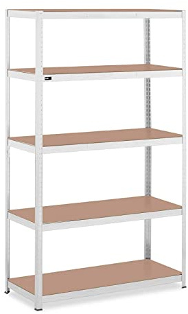 MSW Schwerlastregal 120 x 50 x 200 cm für 5 x 150 kg Grau Metallregal Kellerregal
