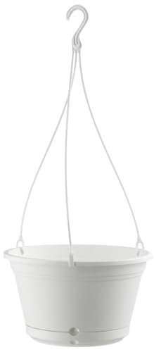 Decorspace Vaso da appendere con gancio e riserva d'acqua per balcone Elements Air per fiori e piante (Bianco)