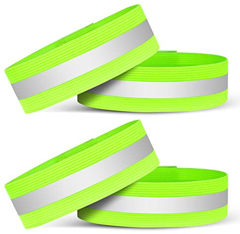 URAQT Reflektorband,4 Stücke Universal Reflektorbänder Running Sicherheitsband Reflektierend Klatscharmband Neon Reflektorbänder für Radfahren Joggen Geeignete Reflektoren für Kinder & Erwachsene