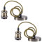 Sevenpers Ceiling Pendant Light Fitting, 2 Pack E27 Bronze Vintage Style Ceiling Rose Light Fitting Lamp Holder Kit with Ground Wire and 90cm Braided Cable
