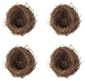BYNYXI 4 Stück Rattan Vogelnest, 6cm Künstliches Osternest Schaum Wachteleier Festival Ostern Deko Handgemacht Frühling Zweige Rattan Nest für Ostern Tischdeko Basteln Foto Requisiten