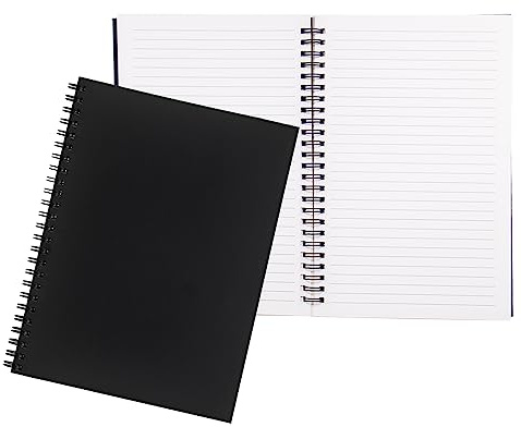 Ykimok 2 Pack College Ruled Notebook, Soft Black Cover Spiral Notebook, Memo Notepad Sketchbook, Students Office Business Diary Spiral Book Journal,100 Pages, 50 Sheets, 7.48 x 5.11 Inches