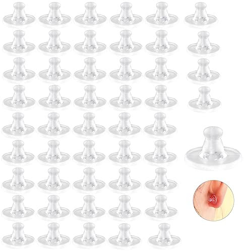 50 piezas Tapones de Pendiente,Cierres de Pendientes,Tapones Seguridad de Pendiente,Tapón de Pendiente de Plástico Blanco Transparente,Tuercas Pendientes Silicona,Universal Tuerca Pendiente