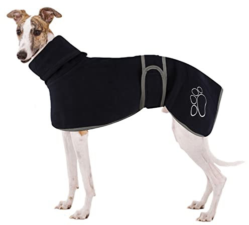 Windhund-Fleecemantel und Pullover, Whippet und Lurcher, kuscheliges Fleece, warme Hundejacke mit verstellbaren Bändern für Salukis (Größe S, Marineblau)