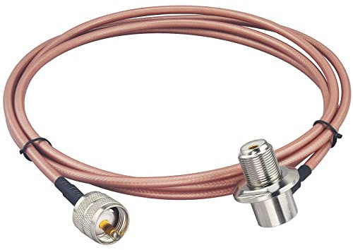 YILIANDUO CB Radio Antenna Cable PL-259 SO-239 UHF Male to Female Right Angle RF Coaxial Extension Cable RG142 2M for Walkie Talkie Accessories Car Radio VHF Radio
