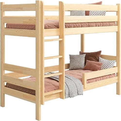 YOUKO Etagenbett Kinderbett 200x90 Matteo Lux- Hochbett 2 Kinder - Kinderhochbett mit Leiter - Möglichkeit zur Aufteilung in 2 Betten - Holzbett Kiefer Ohne Matratze