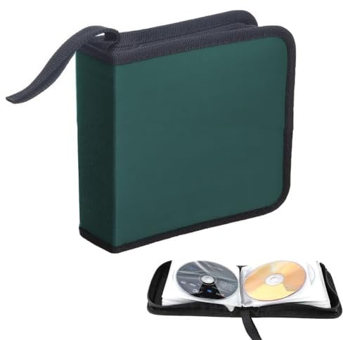 SVUPUE Porta CD, Custodia per 40 CD, Supporto per Organizer per Dischi Protettivi per Viaggi in Auto, Verde