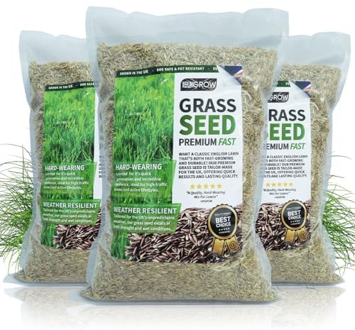 UKgrow Fast Grow Grass Seed: Quick-Sprouting Lawn Seed for Patch Repairs & New Lawns - from 1m² to 100m² Packs (100m² Pack)