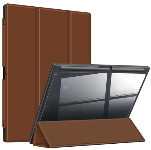Fintie Schutzhülle für 26,2 cm (10,3 Zoll) Boox Note Air4 C 2024 / Air3 C / Air3 B/W 2023 ePaper - Hybrid Slim Clear Cover Transparente Rückschale mit Auto Sleep/Wake, integrierter Stifthalter, Braun