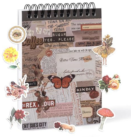 50 Blatt Scrapbook Aufkleber Book Selbstklebend Stickerbuch Dekorative Aufkleber Orange Kollektion Design Washi Ästhetische Vintage Aufkleber für Journailing Scrapbooking Kalender DIY Geschenk