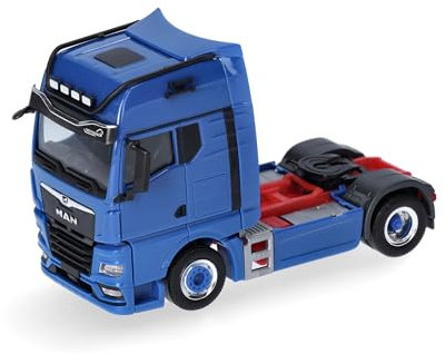 herpa 313711-003 LKW Modell Man TGX GX Individual Solozugmaschine 2achs, Miniatur im Maßstab 1:87, Sammlerstück, Made in Germany, Kunststoff Miniaturmodell, Blau