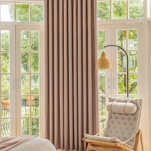 Ayoiow Gardinen Blickdicht Retro, Vorhänge Verdunkelung Mit Ösen, Chenille Verdunkelungsvorhang 2Er Set, Rosa, 102X214CM