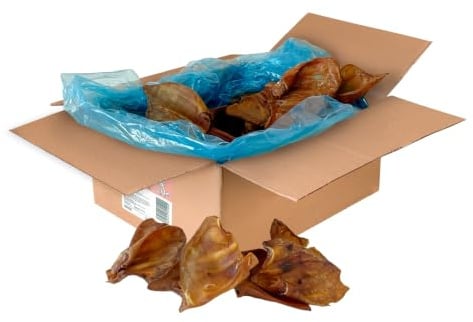 Large Pigs Ears For Dogs 50 PACK - Delicious Tasting Naturally Air-Dried - High in Protein Aids Muscle and Tissue Repair - Contains Collagen for Healthy Coats.