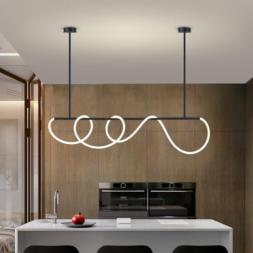 LED-Pendelleuchte, schwarz, moderner Kronleuchter, 39,4 Zoll, höhenverstellbar, Beleuchtungskörper für Kücheninseln, DIY-Formen, Beleuchtungskörper für Esszimmer und Wohnzimmer
