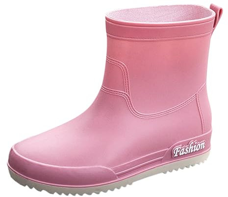 Chelsea Bottes de pluie courtes en caoutchouc pour femme - Couleur unie - Antidérapantes - Imperméables - Bottes de pluie tendance - Antidérapantes - Confortables - Pour vélo, Rose, 40 EU