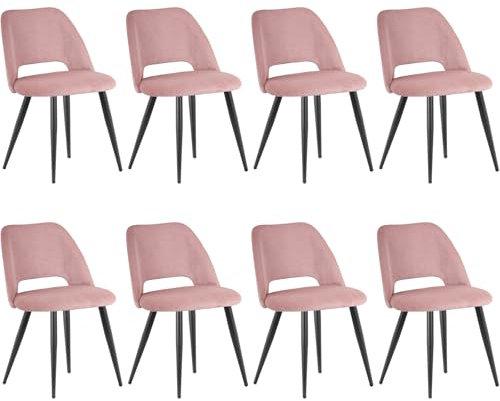 ANVOFONG Esszimmerstühle 8er Set,Küchenstuhl mit Unabhängige Beine,Kordsamt Gepolsterter Stuhl,Rosa loungesessel,für Esszimmer,Wohnzimmer,Küche,Schlafzimmer und Empfangsraum
