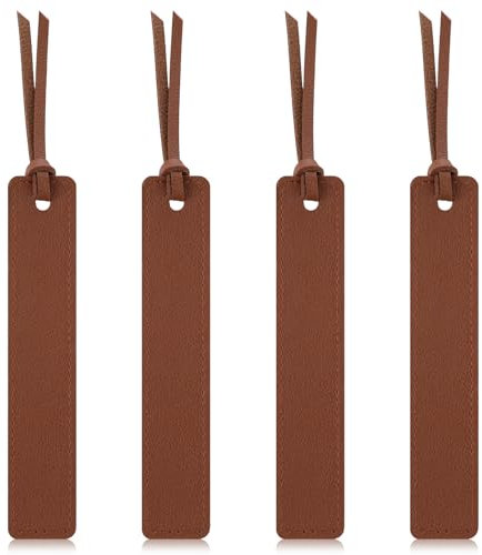 4 Pack Leder Lesezeichen Retro Personalisiert für Männer Seitenmarker für Frauen, Buchliebhaber, Leser und Schriftsteller (Braun)