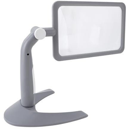 Lupe mit Licht und Ständer, 48 LEDs, 2,5-fach Drehbar, 3-Farben-Temp-einstellbare Lupe Zum Lesen von Senioren mit Sehbehinderung (BLACK)