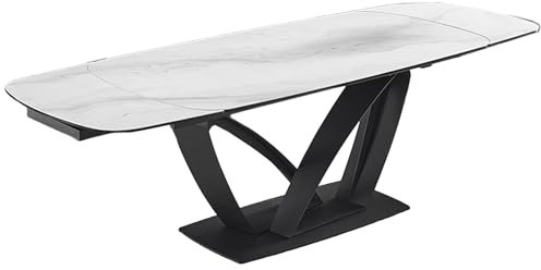 Riess Ambiente Ausziehbarer Esstisch Papillon - 180-260cm - weiß Keramik Marmor - schwarz Metall