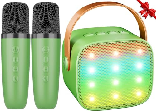 Ankuka Karaoke per Bambini Karaoke con Microfono Karaoke Cassa Bluetooth con 2 Microfoni, Regalo Bambina Giochi Bimba Regalo Compleanno per 3, 4, 5, 6, 7, 8, 9,10,11,12+ Anni (Verde)