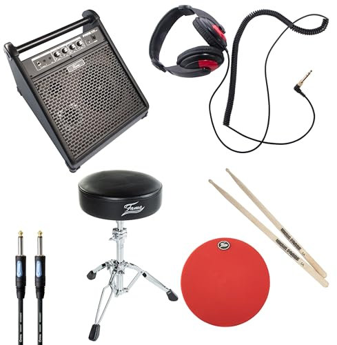 MUSIC STORE E-Drum Zubehör Pack 2, Monitor, Instrumentenkabel, Drumhocker, Kopfhörer, Practice Pad, Drumsticks