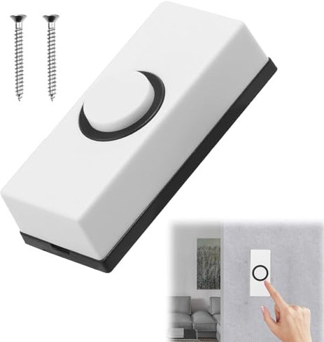 Botón de timbre, Botón de timbre con cable, Botón de timbre con cable, Botón de timbre con cable universal con 2 tornillos, Botón de timbre de plástico resistente a la intemperie (Blanco)