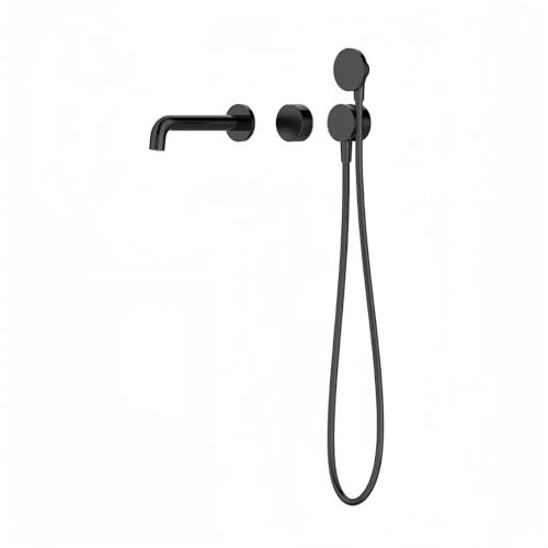 Robinetterie Douche Encastrée Noir Robinet Baignoire avec Douchette Mitigeur Monocommande en Laiton