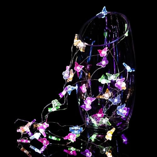 ENLACE Lichterkette Schmetterling, 2M 20 LED Schmetterling Lichterkette, Dekoleuchte für Außen Innen, Lichterkette für Hochzeits, Partys, Garten, Weihnachten Dekor, Frühlingsdeko