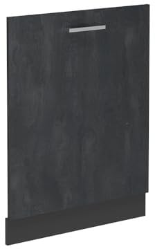 Vicco Panel Frontal del lavavajillas R-Line, Hormigón Negro, 60 cm sin encimera