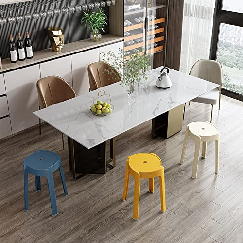 VVDPJLS Stapelstühle ， Modernes Design X Form Verbindung Plastik Stapelhocker Set aus 4 runden Niststuhlhocker für Heimküchenbüro Anti -Slip -Fuß -Pads Stützen bis zu 150 kg Rosa Innovate