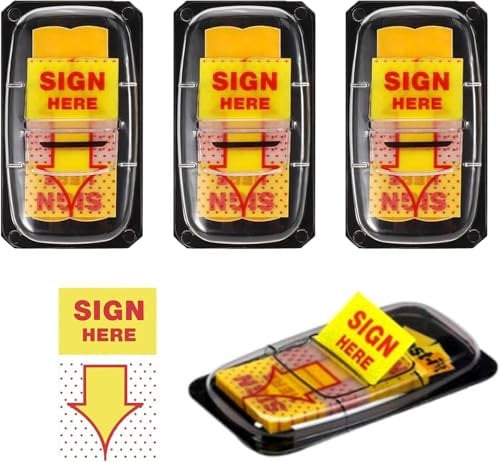 Sign Here Stickers,200 PCS Yellow and Red Sign Here Tabs,Post It Tabs,Post It Notes Tabs,Sticky tabs,Arrow Stickers Page Tabs,Sticky Notes Tabs for Office School Notebook