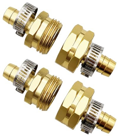 MiOYOOW Gartenschlauch Wasserhahn Verbinder, 2 Stück 5/8-3/4 Zoll Schlauchkupplung, Schlauchverschraubungen mit Klemmen Aluminium Schlauchadapter für die Bewässerung Im Freien in Der Küche