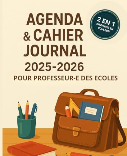 Agenda et Cahier journal 2025/2026 pour professeur des écoles: Un tableau de planification par semaine et des pages en couleurs
