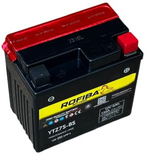 RoFiba YTZ7S-BS Batteria Moto AGM 12V 6Ah = CTZ7SBS Exide ETZ7BS Yuasa YTZ7-S