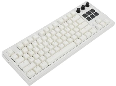 GOWENIC Wired Mechanical Keyboard, 78 Schlüssellayout -Design, 16,8 Millionen RGB -Lichtfarben mit Erweitertem Integriertem Silikon- und PCB -Single -Tastatur für PC -Spiele (White)