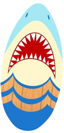 harayaa Skimboard Holz Surfbrett Sandboard Standboard mit Konturierter Oberfläche Und Gleitfähigem Design für Kinder Erwachsene Wassersport, Haigesicht
