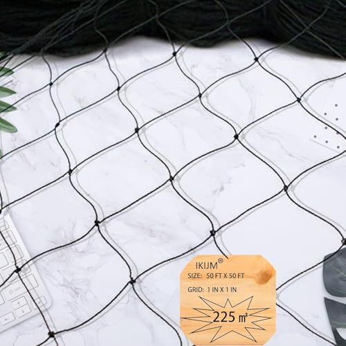 IKIJM Red de pájaros para gallinero, red de malla resistente para jardín, arbustos de arándanos, árboles frutales, gallineros, techo a prueba de halcones (15 x 15 m-2,5 x 2,5 cm)