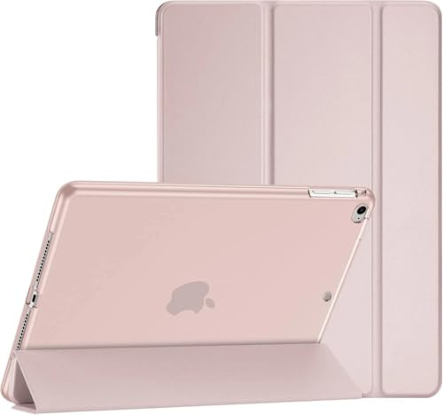 TXWLLIU Hülle für iPad 9,7 Zoll 6. Generation 2018/5. Generation 2017/iPad Air 1/2, Schlanke Durchscheinende Mattierte Rückseite, Automatisches Aufwachen/Schlafen, Roségold