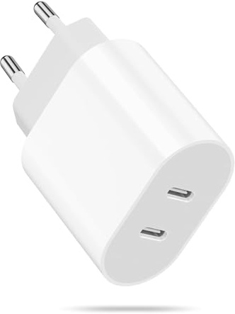 USB C Adapter Stecker 25W Netzteil für iPhone 17 16 15 14 13 12 11 Pro Max | 2-Port USB C Ladegerät PD 3.0 Power Adapter Ladestecker Netzstecker Schnellladegerät Plug für iPhone Plus/X/XR/XS/Mini/iPad