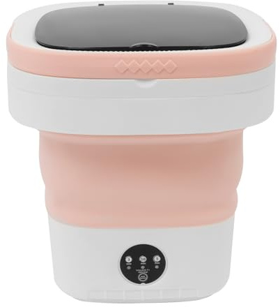 Mini machine à laver pliable rose ABS PP portable, lumière bleue, nettoyage doux pour linge intime, linge de bébé, idéal pour les voyages, le dortoir, la maison, le camping