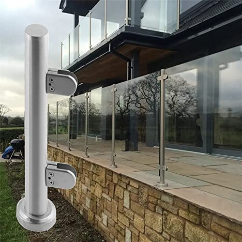 GHFXSCV Support de clôture en Verre extérieur, Poteau Rond, Fixations d'extrémité/Milieu/Angle pour Garde-Corps en Verre pour Cour/terrasse/Balcon/escalier intérieur/extérieur, balustres de Garde-co