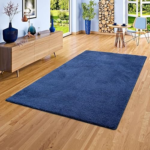 Snapstyle Hochflor Shaggy Teppich Palace Dunkelblau Blau in 24 Größen