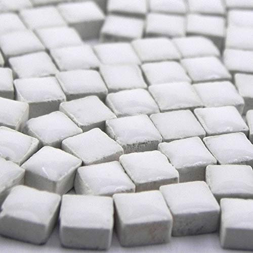 Lot de 500 mini mosaïques 5 mm en céramique, blanc nacré, WW02