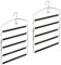 2 x Hosenbügel platzsparend, Hosenkleiderbügel mehrfach, Metall, gepolstert, HBT: 44,5 x 37 x 2,7 cm, Silber/schwarz