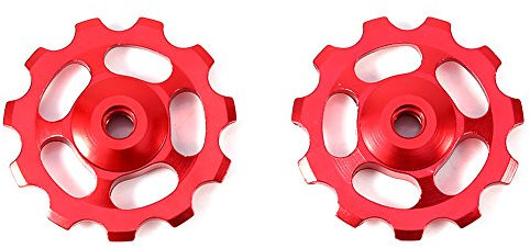 Fahrrad Schaltröllchen Schaltwerk, 2 Stücke Aluminiumlegierung Stützrad Schaltwerk Riemenscheibe Für Fahrrad(Rot)