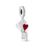 PANDORA silver dangle with clear cubic zirconia, shimmering silver, pink and red enamel