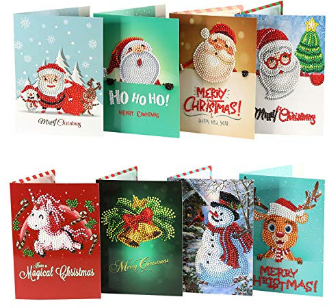 Petalum Weihnachtskarte 5D DIY Diamond Painting Bilder Diamant Malerei Grußkarte Geschenkkarte Glitzer Handwerk Glückwunschkarte Einladungskarte (Diamond Paining, Einheitsgröße)